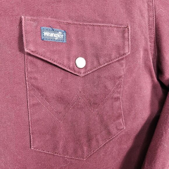 Vtg 90s Wrangler Mens L Pearl Snap Buttons Western Yoke Southwestern Chore Wear - Picture 5 of 14
